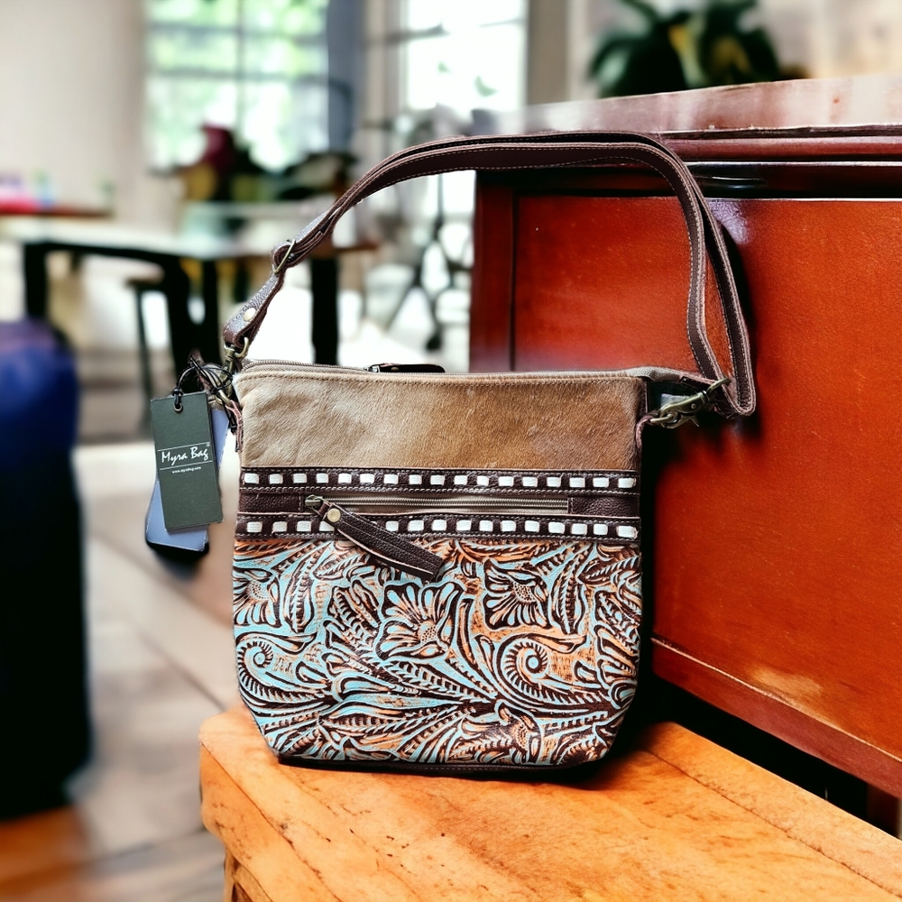 Delphine Canvas and Hairon Crossbody Bag